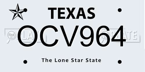 OCV964 Texas License Plate