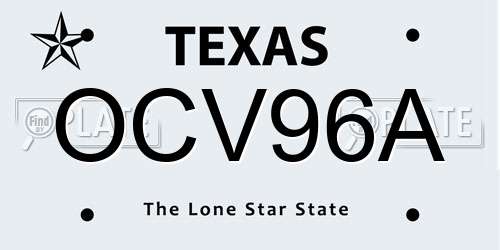 OCV96A Texas License Plate