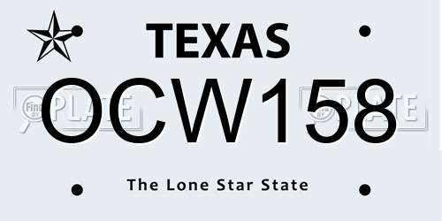 OCW158 Texas License Plate