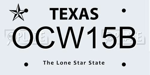 OCW15B Texas License Plate