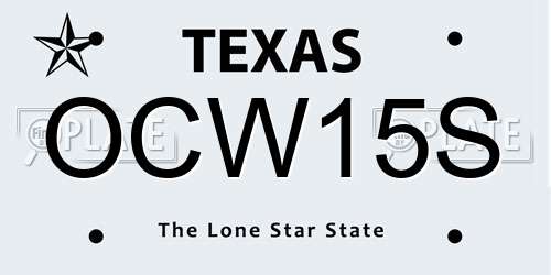 OCW15S Texas License Plate