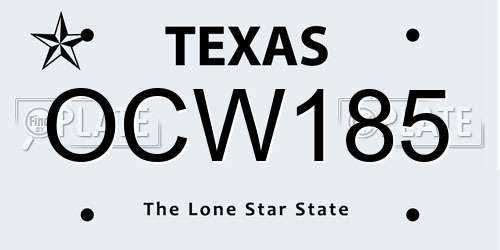 OCW185 Texas License Plate