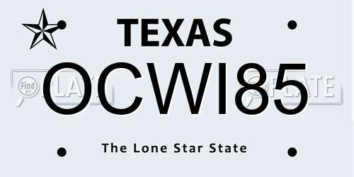 OCWI85 Texas License Plate