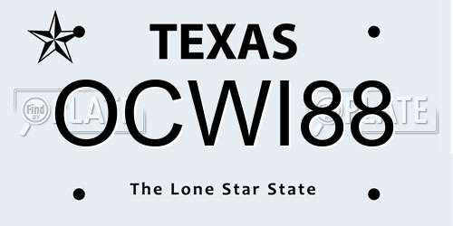 OCWI88 Texas License Plate