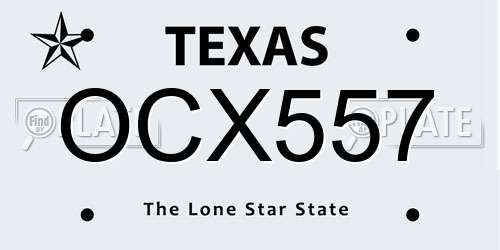 OCX557 Texas License Plate