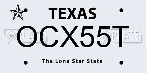 OCX55T Texas License Plate