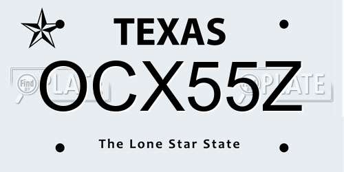 OCX55Z Texas License Plate