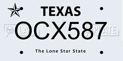 OCX587 Texas License Plate