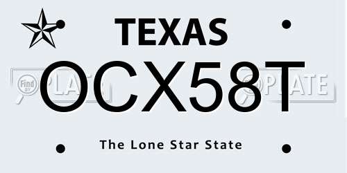 OCX58T Texas License Plate
