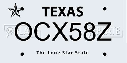 OCX58Z Texas License Plate
