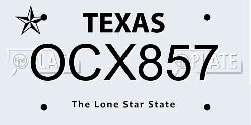 OCX857 Texas License Plate