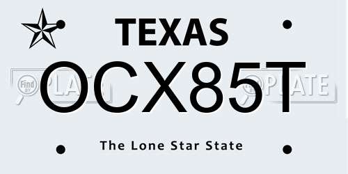 OCX85T Texas License Plate