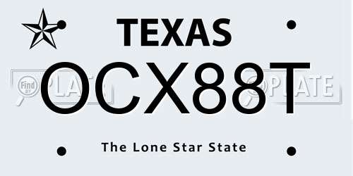 OCX88T Texas License Plate