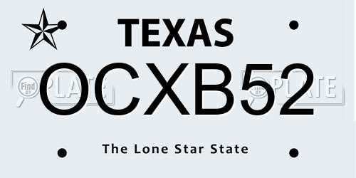 OCXB52 Texas License Plate