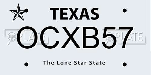 OCXB57 Texas License Plate