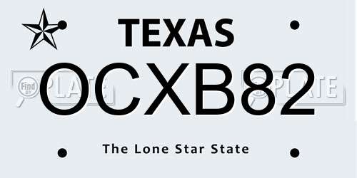 OCXB82 Texas License Plate