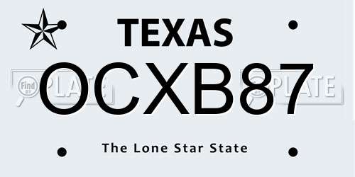 OCXB87 Texas License Plate
