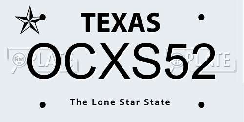 OCXS52 Texas License Plate