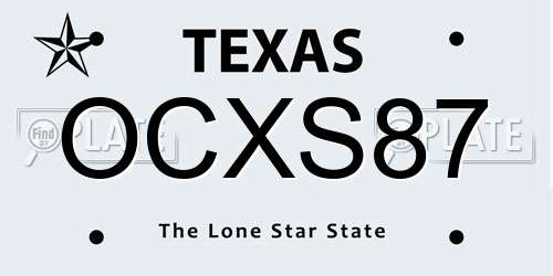 OCXS87 Texas License Plate