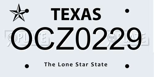 OCZ0229 Texas License Plate