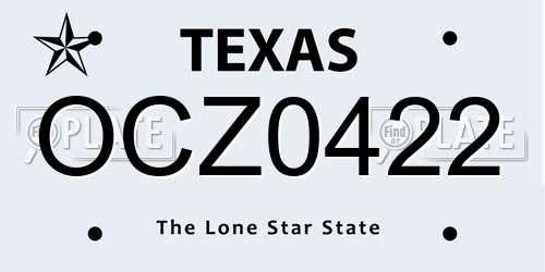 OCZ0422 Texas License Plate