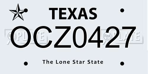 OCZ0427 Texas License Plate