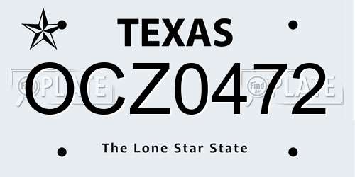 OCZ0472 Texas License Plate