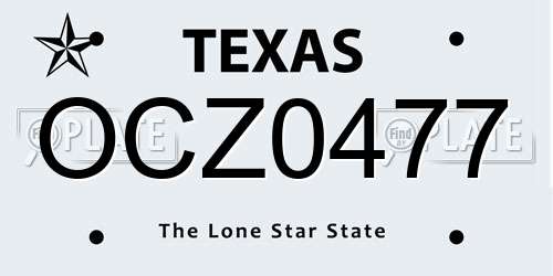 OCZ0477 Texas License Plate