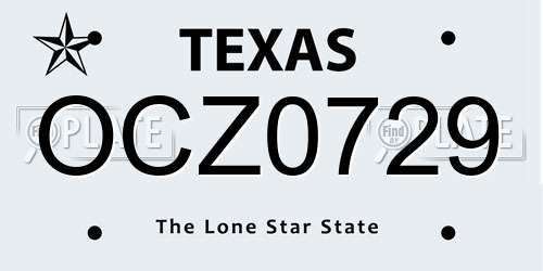 OCZ0729 Texas License Plate