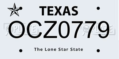 OCZ0779 Texas License Plate