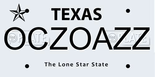 OCZOAZZ Texas License Plate