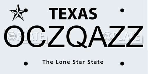 OCZQAZZ Texas License Plate