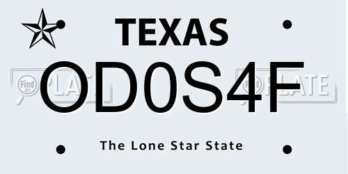 OD0S4F Texas License Plate