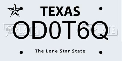 OD0T6Q Texas License Plate