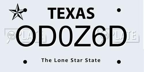 OD0Z6D Texas License Plate