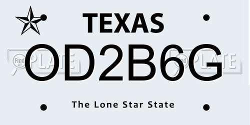 OD2B6G Texas License Plate