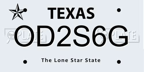 OD2S6G Texas License Plate