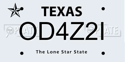 OD4Z2I Texas License Plate