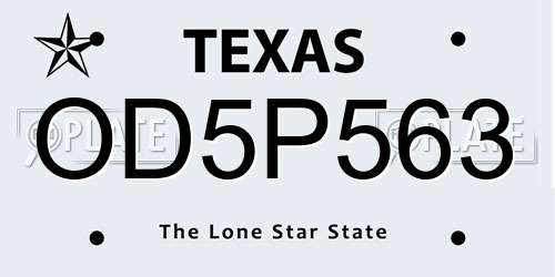 OD5P563 Texas License Plate