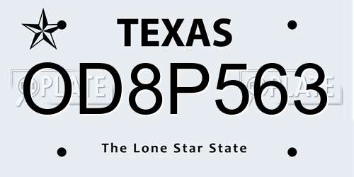 OD8P563 Texas License Plate