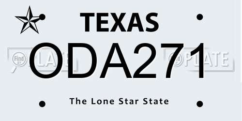 ODA271 Texas License Plate