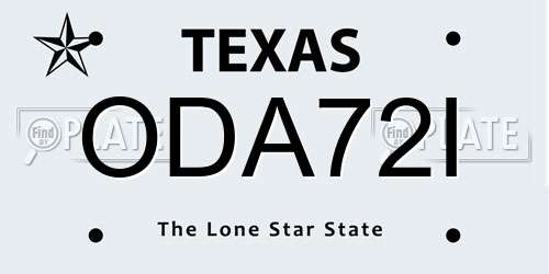 ODA72I Texas License Plate