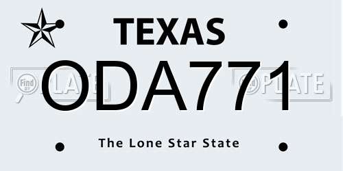 ODA771 Texas License Plate