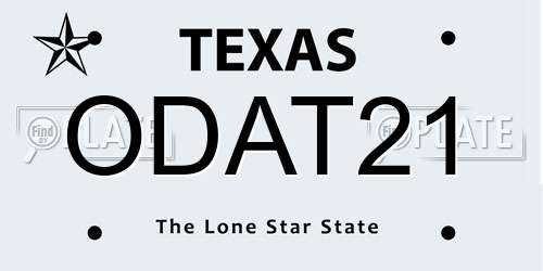 ODAT21 Texas License Plate