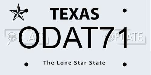 ODAT71 Texas License Plate