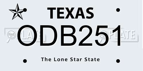 ODB251 Texas License Plate