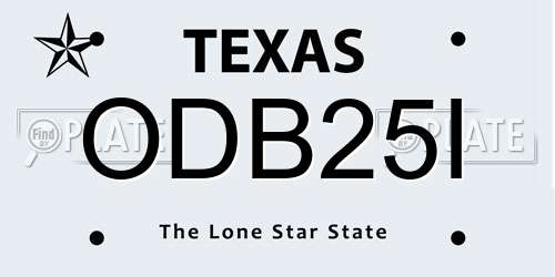 ODB25I Texas License Plate