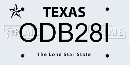 ODB28I Texas License Plate