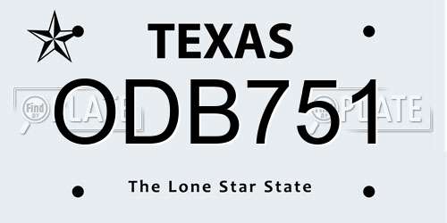 ODB751 Texas License Plate