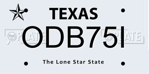 ODB75I Texas License Plate